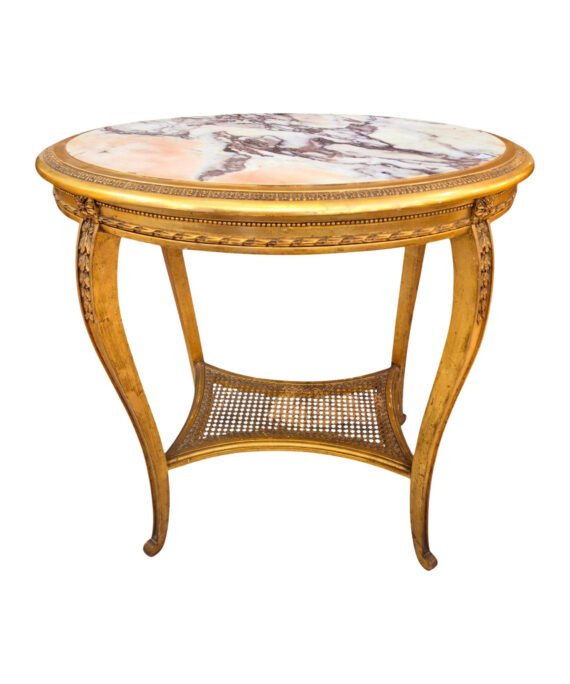 Oval table in gilded and carved wood, 19th century