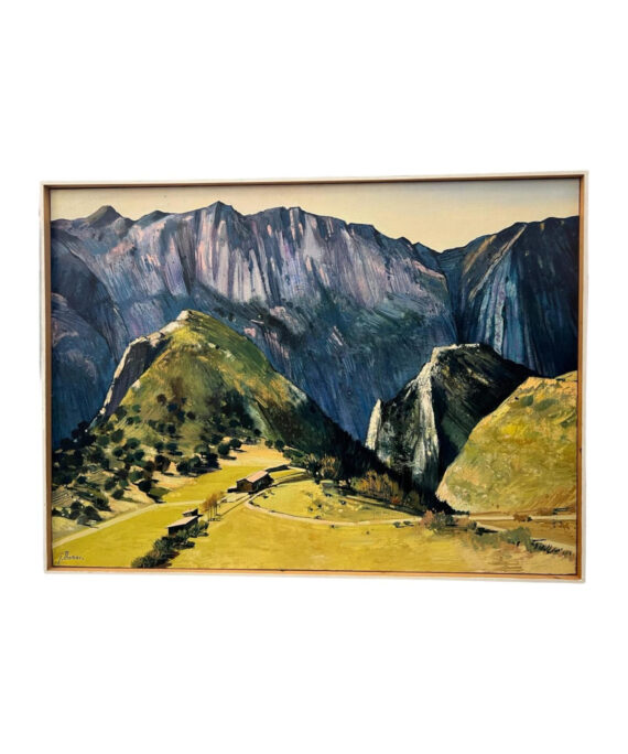 Oil-Painting by Jean Thomas (1923- 2019): ‘An Isolated Farm; Verdon Canyon’
