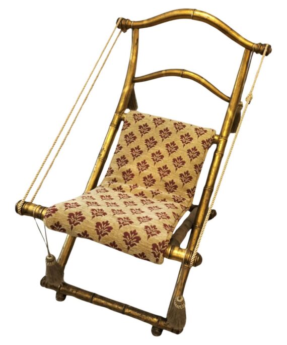 Rare 19th Century Folding Chair in Gilt Wood, Napoleon III Period