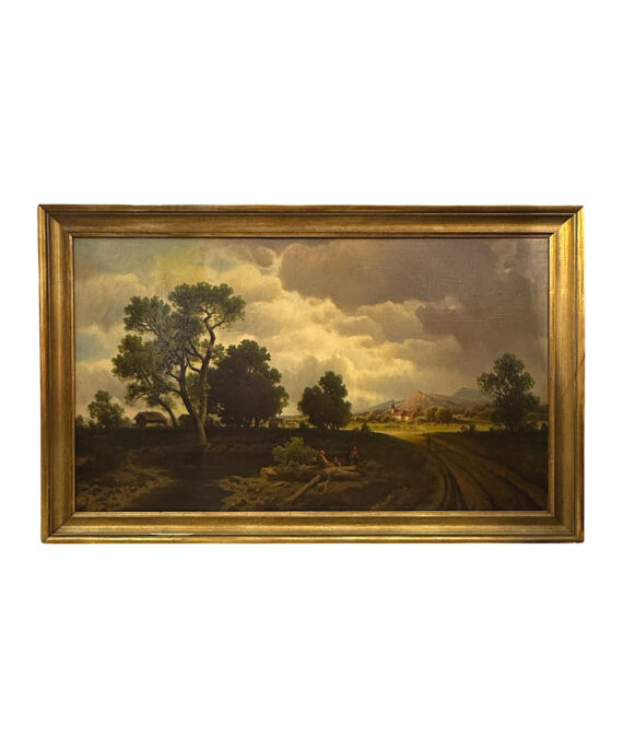 Painting “Countryside Road under Dramatic Sky”, signed A. Pick, 1881