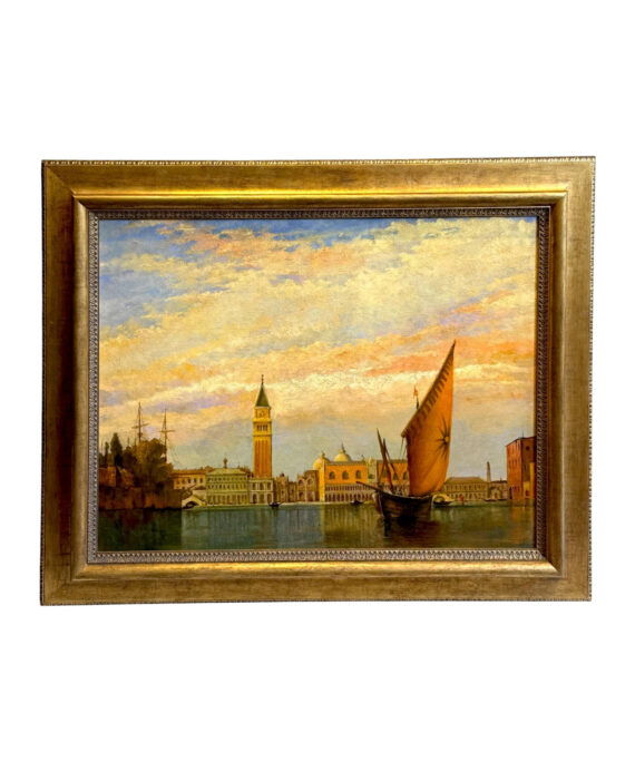Venetian Grand Canal Sunset scene – Framed Oil Painting on canvas, 19th Century
