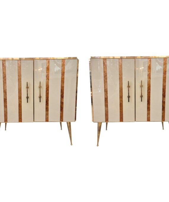 Pair of Murano Glass and Gilded Brass cabinets, Italy, Circa 1960/70